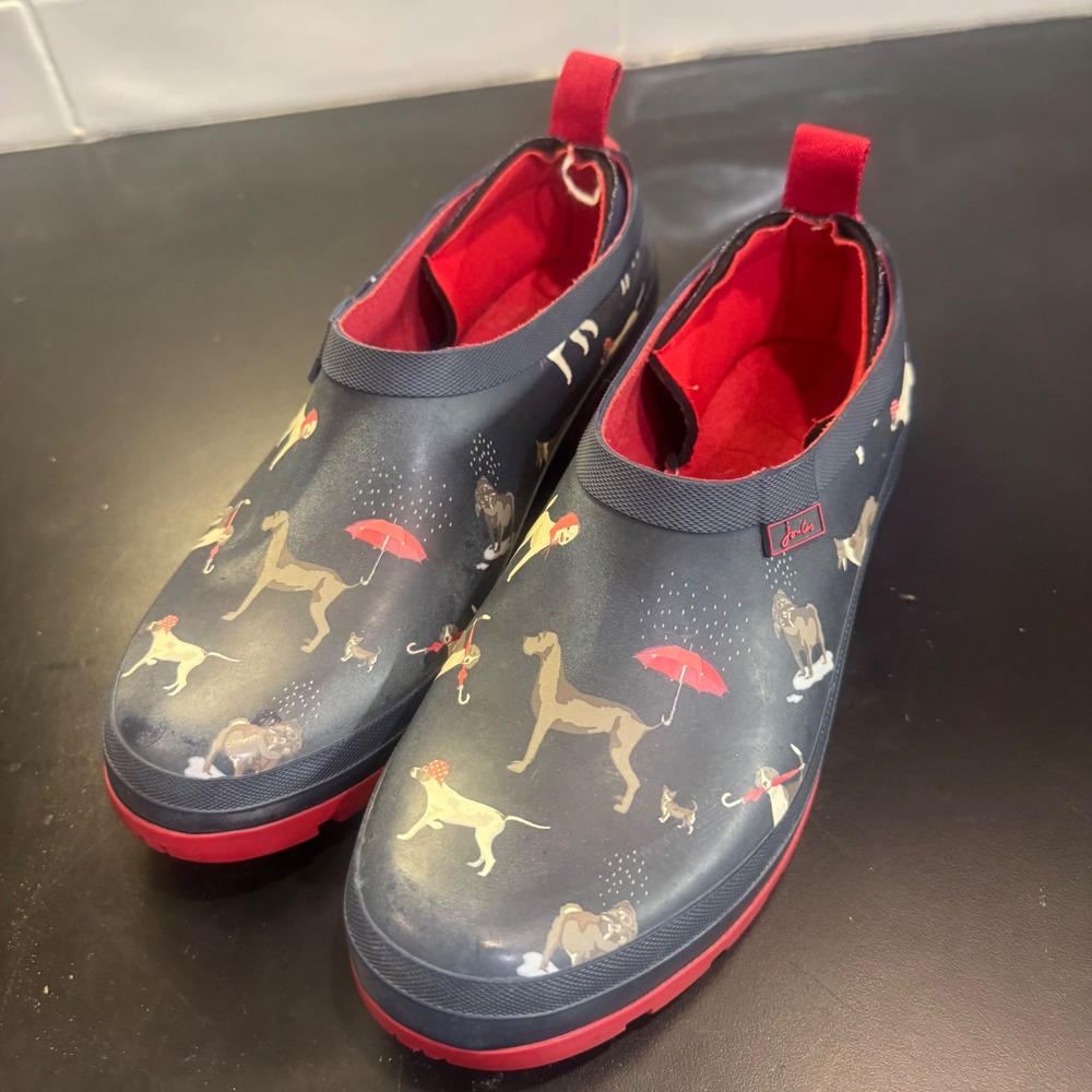 Joules Garden Clogs Womens Size 9 Navy Blue Red Rainy Day Dogs Waterproof Shoes - Picture 1 of 7